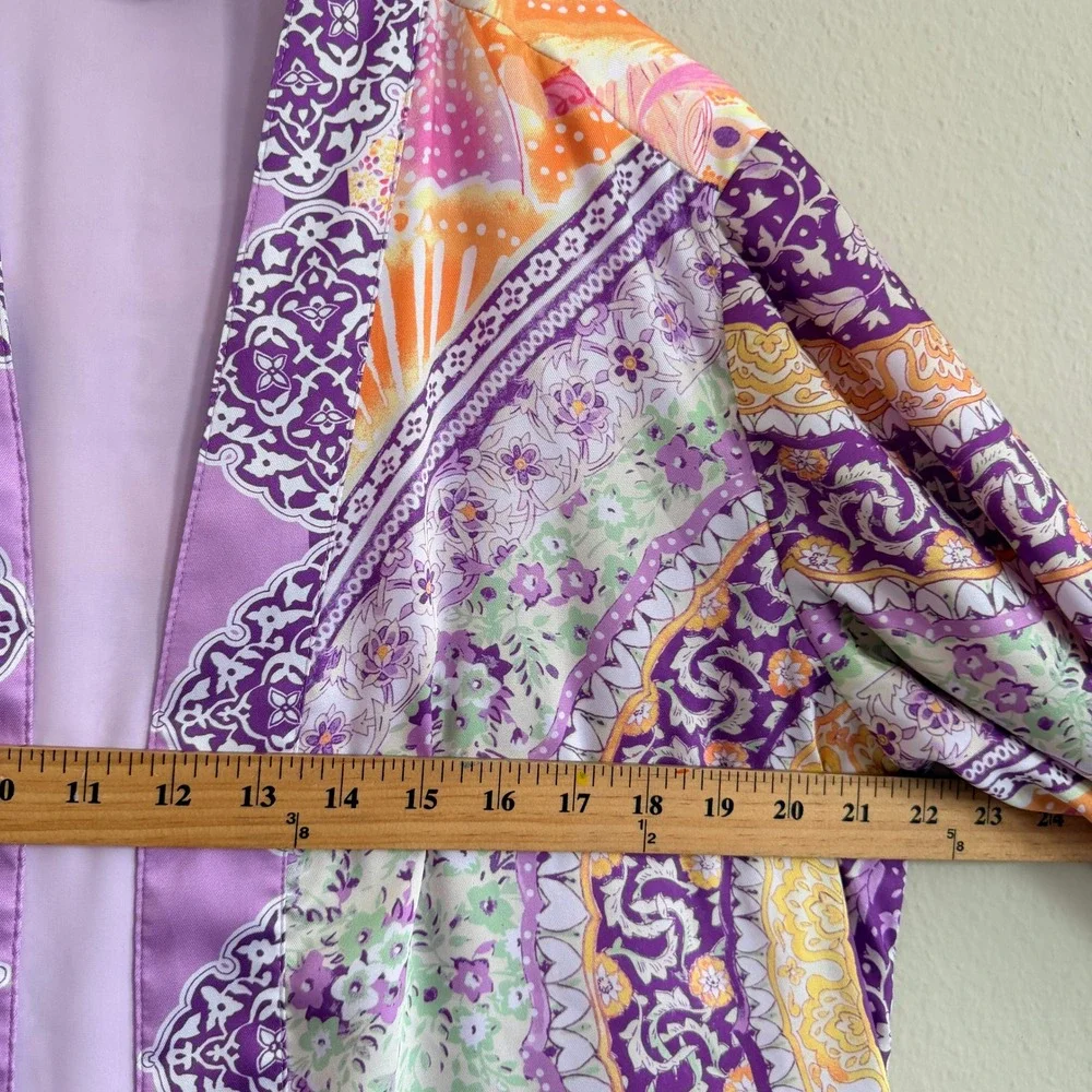 Chico's Colorful Mandala Print Open Front Kimono Womens‎ 2  US Large Bloomcore